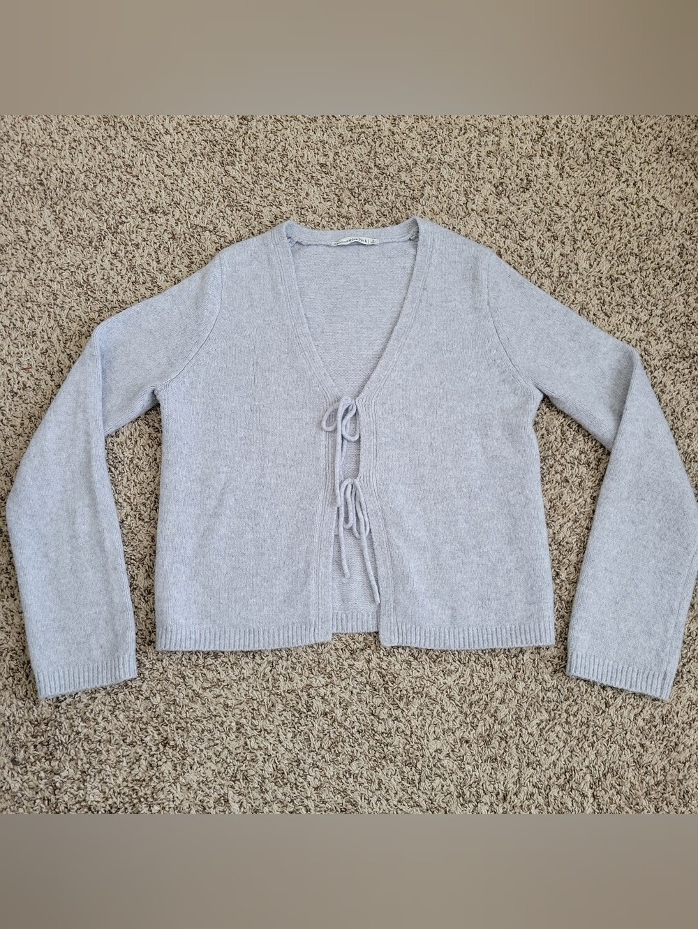 Abercrombie & Fitch Sweater Cardigan Tie Front Heather Gray V-neck Small